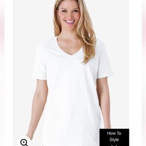 NWOT Woman Within Perfect Short-Sleeve V-Neck Tee, White Sz M 14/16